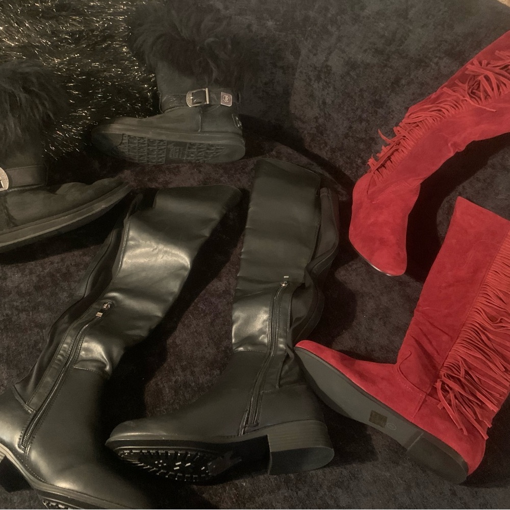 Three pairs of women boots. Australia Luze leather suede boots size 8.